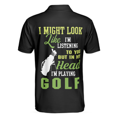 I Might Look Like I'm Listening To You But In My Head I'm Playing Golf Polo Shirt, Plaid Pattern Golf Shirt - Hyperfavor