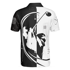 American Golfer Hard Swing US Flag Polo Shirt, Black And White American Flag Polo Shirt, Best Golf Shirt For Men - Hyperfavor