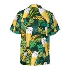 Beer Hawaiian Shirt For Men, Beer Lovers Aloha Shirts, Green Tropical Shirt - Hyperfavor