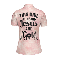 This Girl Runs On Jesus And Golf Short Sleeve Women Polo Shirt - Hyperfavor