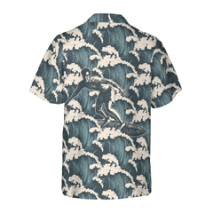 Surfer And Ocean Waves Vintage Hawaiian Shirt - Hyperfavor