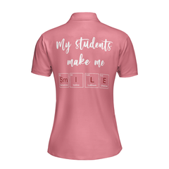 Science Pink Argyle Pattern Short Sleeve Women Polo Shirt - Hyperfavor
