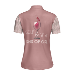 Golf & Wine Kind Of Girl Short Sleeves Polo Shirt, Pink Argyle Pattern Golf Shirt, Wine Golf Shirt For Ladies - Hyperfavor