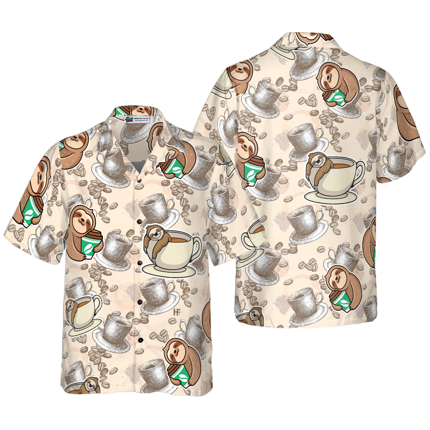 Coffee And Lazy Sloth Shirt For Men Hawaiian Shirt - Hyperfavor