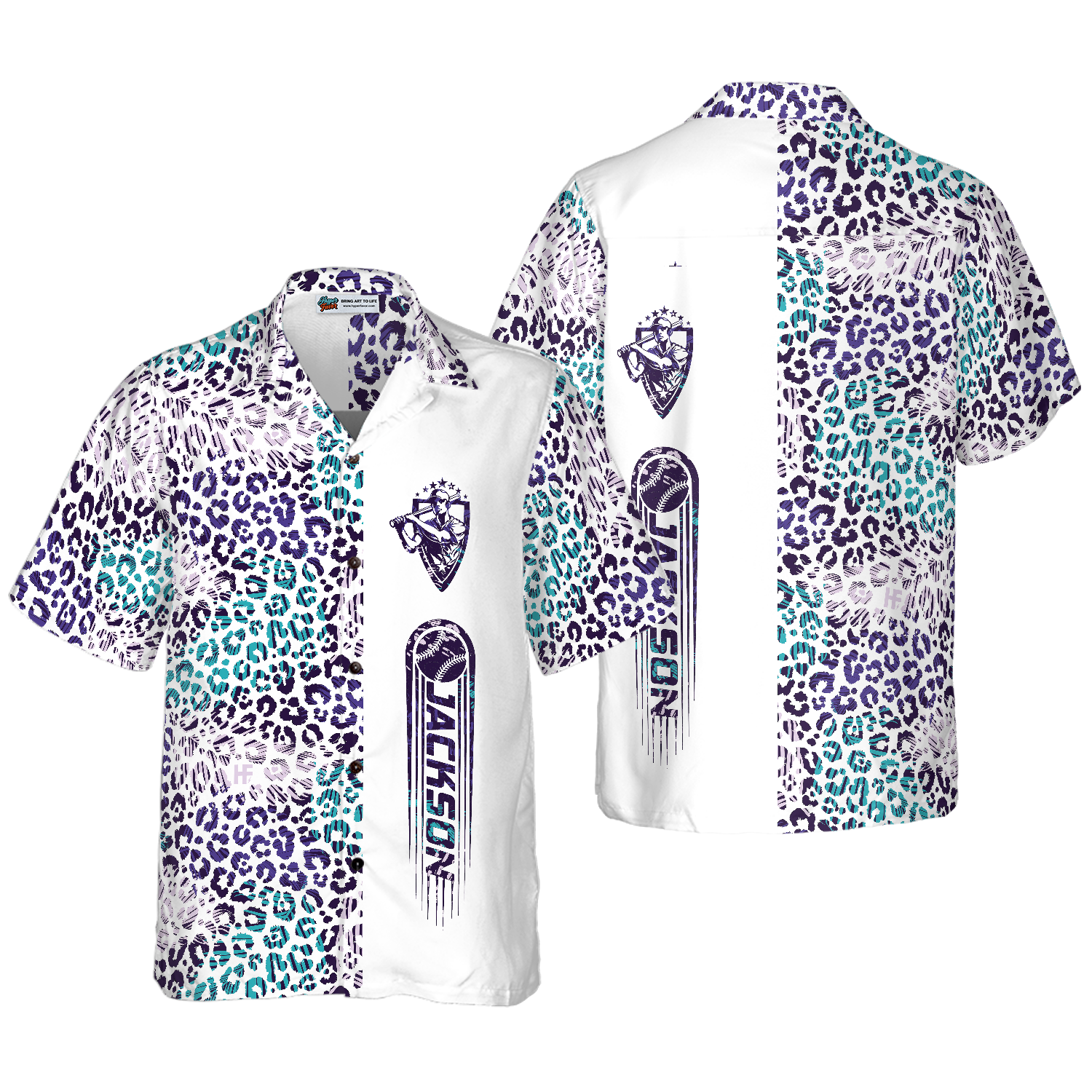 Personalized Baseball Seamless Palm Leaves Pattern Custom Hawaiian Shirt - Hyperfavor