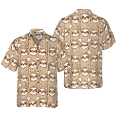 Cute Sloth Seamless Pattern Shirt For Men Hawaiian Shirt - Hyperfavor