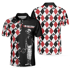 Ping Pong Takes Balls Table Tennis Polo Shirt, Argyle Pattern Ping Pong Player Polo Shirt, Ping Pong Shirt For Men - Hyperfavor