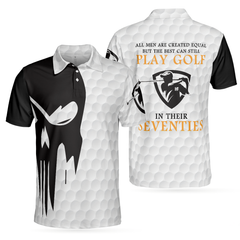 Play Golf In Their Seventies Polo Shirt, Best Golf Club Shirt For Men, Black And White Golfing Shirt - Hyperfavor