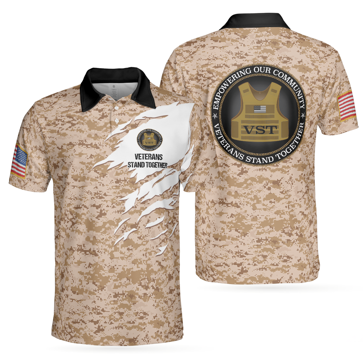 Veterans Stand Together Polo Shirt - Hyperfavor