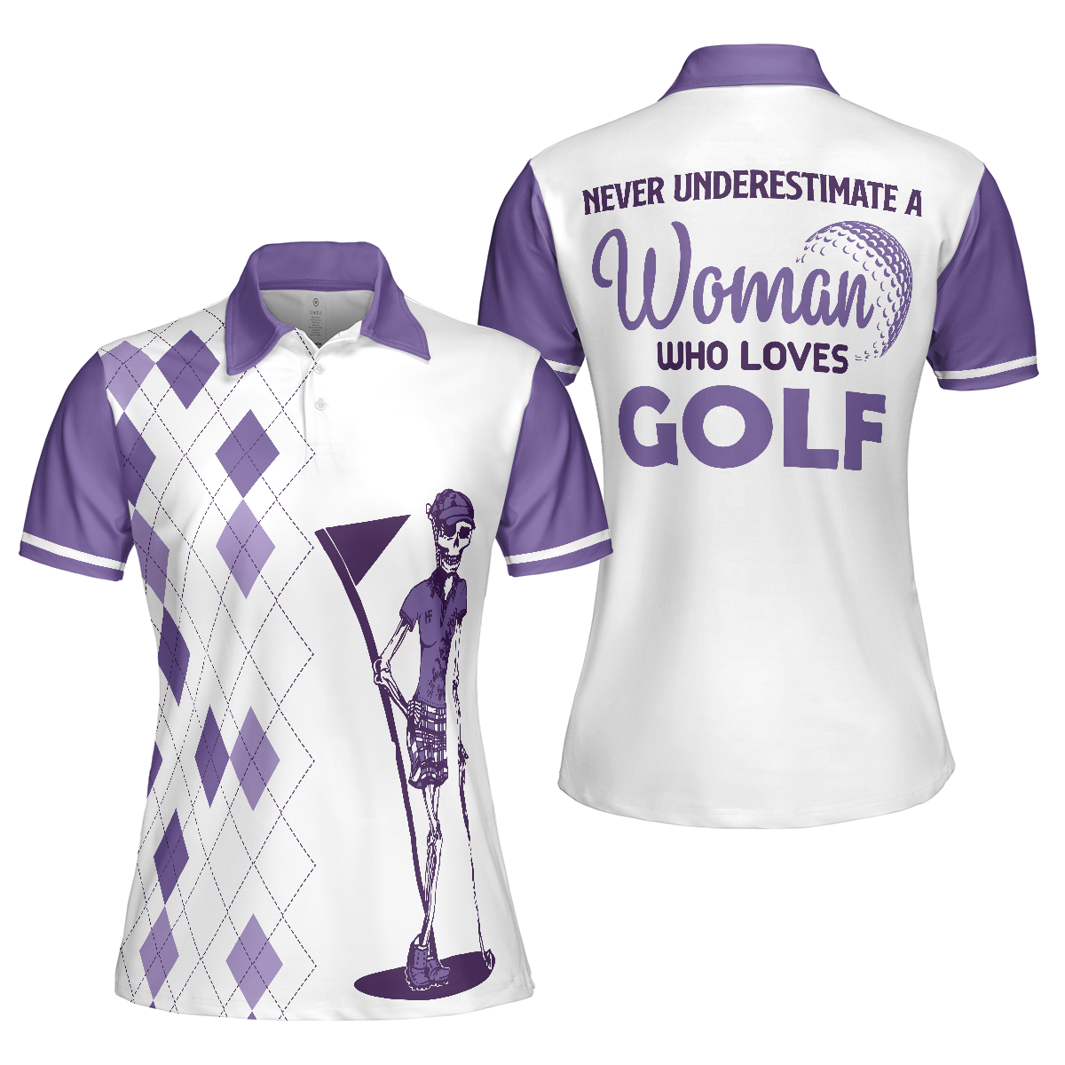 Never Underestimate A Woman Who Loves Golf V2 Short Sleeve Women Polo Shirt - Hyperfavor