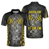 Catch You At The End Racing Short Sleeve Polo Shirt, Checker Pattern Race Polo Shirt, Best Racer Shirt For Men - Hyperfavor