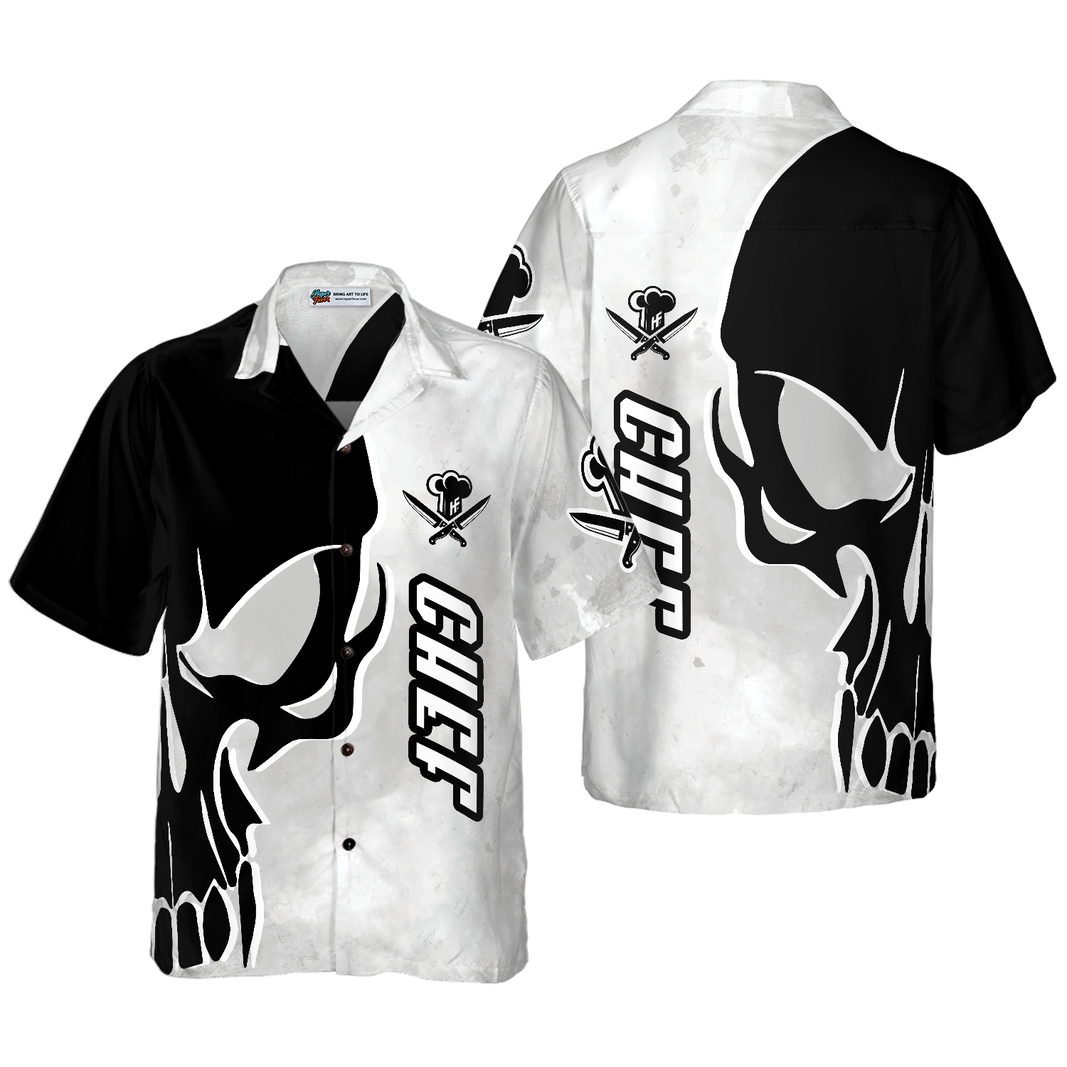 Chef & Knife Skull Hawaiian Shirt - Hyperfavor