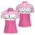 Pink Zebra Pattern Golf Girl Heartbeat Golf Short Sleeve Women Polo Shirt, Best Pink Golf Shirt For Ladies - Hyperfavor