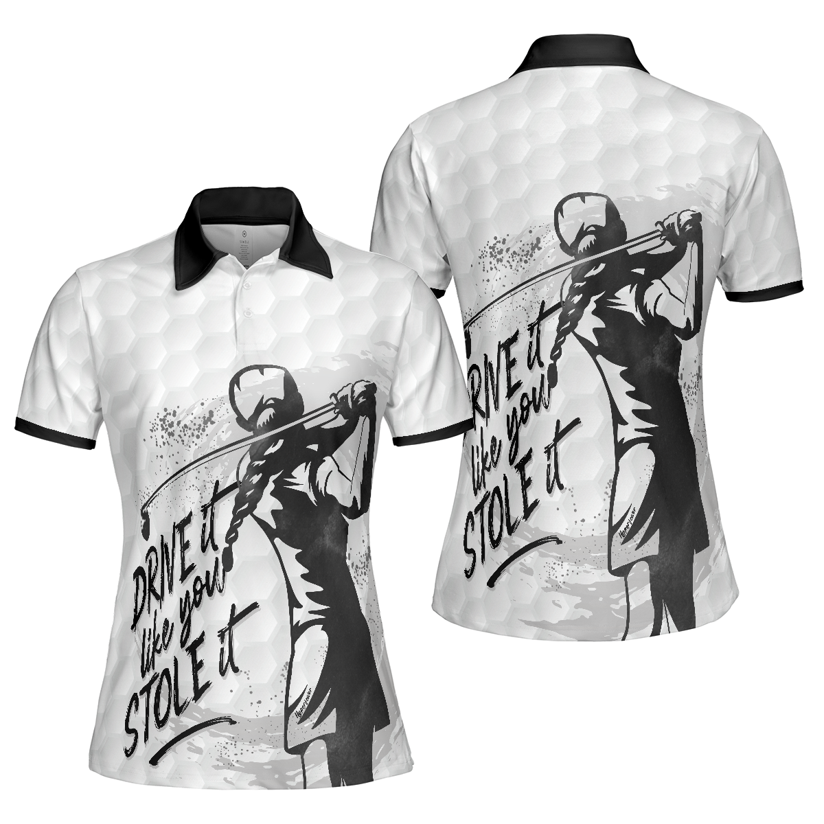 Drive It Like You Stole It Female Golfer Short Sleeve Women Polo Shirt - Hyperfavor