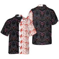 Gothic Halloween Blood Hawaiian Shirt For Men, Satanic Bat And Spider Goth Hawaiian Shirt - Hyperfavor