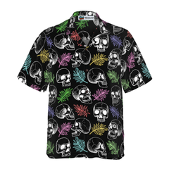 Skulls And Colorful Palm Leaves Hawaiian Shirt - Hyperfavor