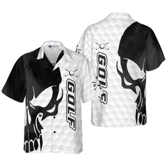 Golf Texture And Black Skull Hawaiian Shirt - Hyperfavor