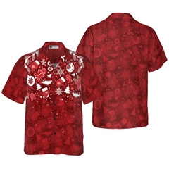 Hyperfavor Christmas Hawaiian Shirts For Men and Women, Christmas Ginger Bread Man Hawaiian Shirt Button Down Shirt Short Sleeve - Hyperfavor