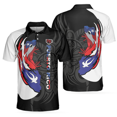 Coqui Puerto Rico Flag Polo Shirt, USA Shirt With Puerto Rico Flag, Puerto Rico State USA Shirt For Men And Women - Hyperfavor