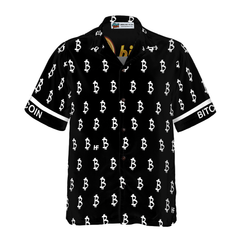 Black And White Bitcoin Pattern Hawaiian Shirt - Hyperfavor