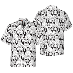 Dogs Emotions Black And White Seamless Hawaiian Shirt - Hyperfavor
