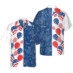 Hyperfavor Christmas USA Balloons Pattern Hawaiian shirt, Christmas Shirts Short Sleeve Button Down Shirt For Men And Women - Hyperfavor