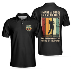 Golf Best Dad By Par Polo Shirt, Black Golf Shirt With Sayings, Best Golf Gift Idea For Dad - Hyperfavor