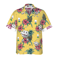 Golfer Pineapple Seamless Pattern Custom Hawaiian Shirt - Hyperfavor
