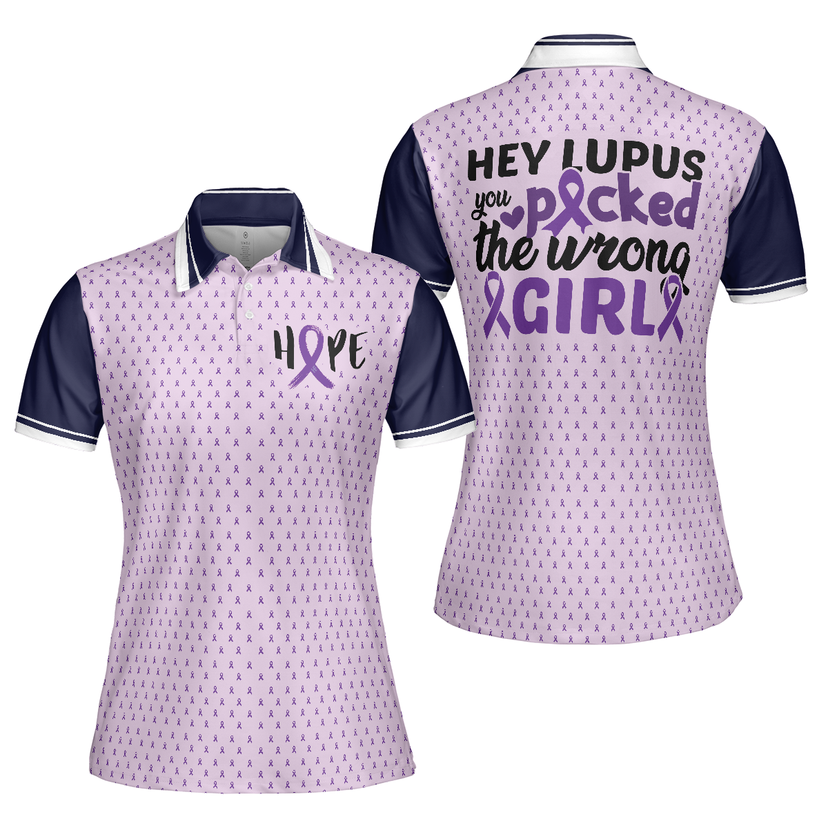 You Picked The Wrong Girl Lupus Awareness Short Sleeve Women Polo Shirt, Purple Lupus Awareness Month Shirt - Hyperfavor