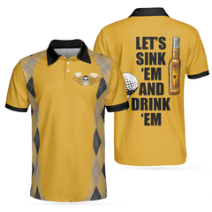 Let's Sink 'Em And Drink 'Em Golf Polo Shirt, Plaid Pattern Golf Beer Polo, Golf Gift Idea For Beer Lovers - Hyperfavor