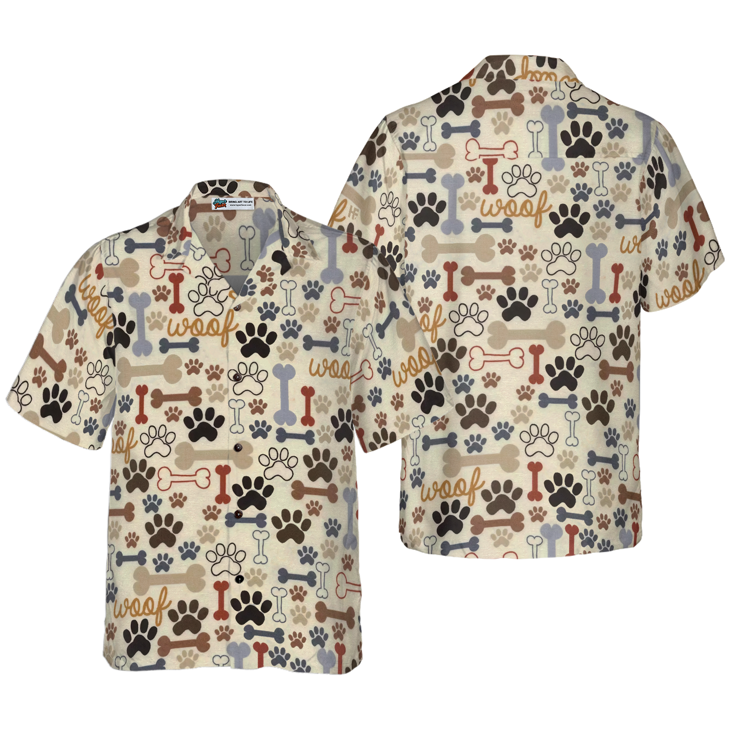 Footprint Dog Bone Seamless Hawaiian Shirt - Hyperfavor