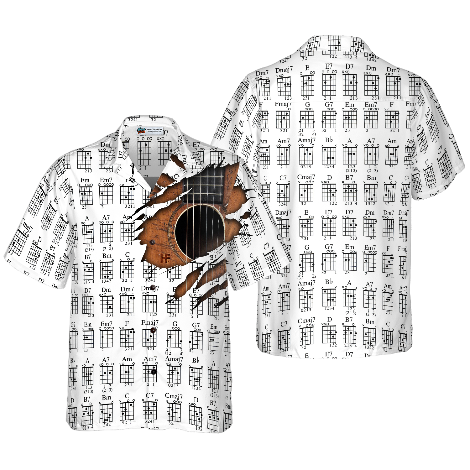 Guitar Chords Chart Hawaiian Shirt - Hyperfavor