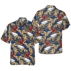 Tiger Surfer Roaring Waters Hawaiian Shirt - Hyperfavor