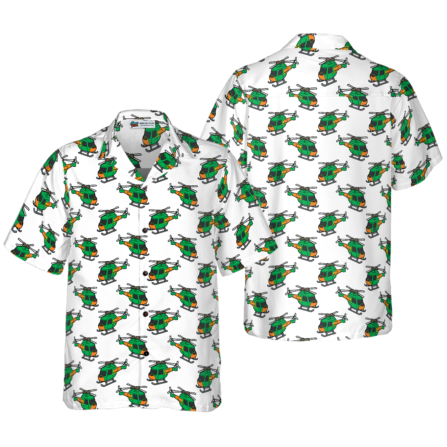Helicopter Green Hawaiian Shirt - Hyperfavor