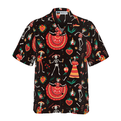 Skull Day Of The Dead Flower Hawaiian Shirt - Hyperfavor