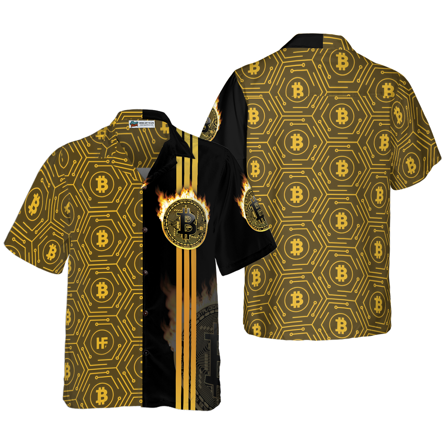 Bitcoin Flame Hawaiian Shirt - Hyperfavor