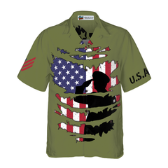 Proud Veteran's Silhouette Hawaiian Shirt - Hyperfavor