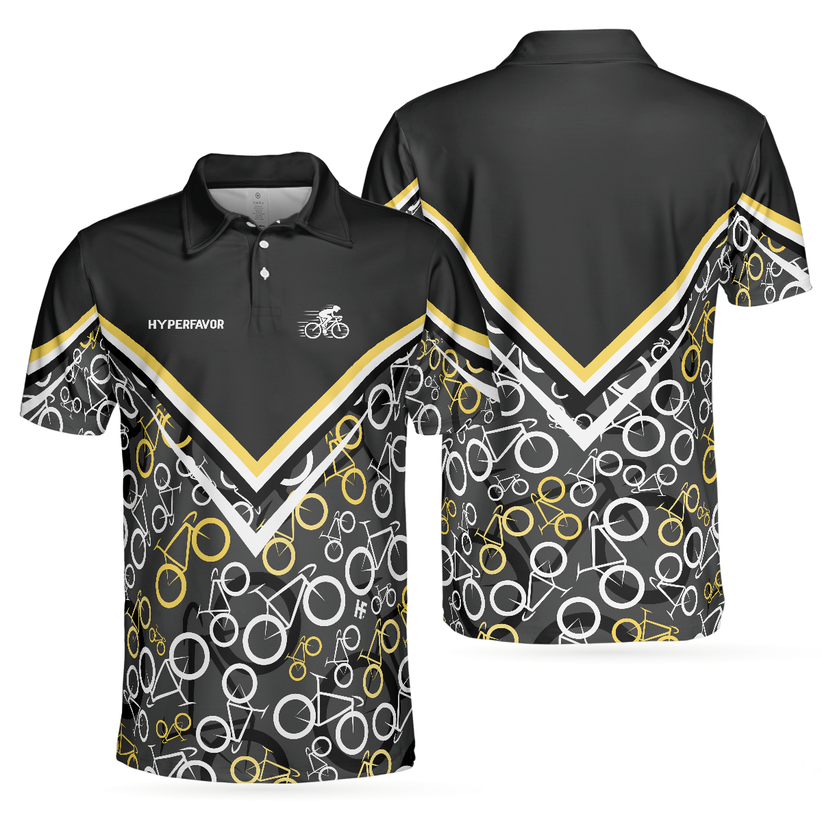 Road Bikes Pattern Polo Shirt, Cycling Polo Shirt For Cyclists, Sporty Cycling Shirt For Men And Women - Hyperfavor