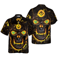 Binance Coin Skull Fire Hawaiian Shirt - Hyperfavor