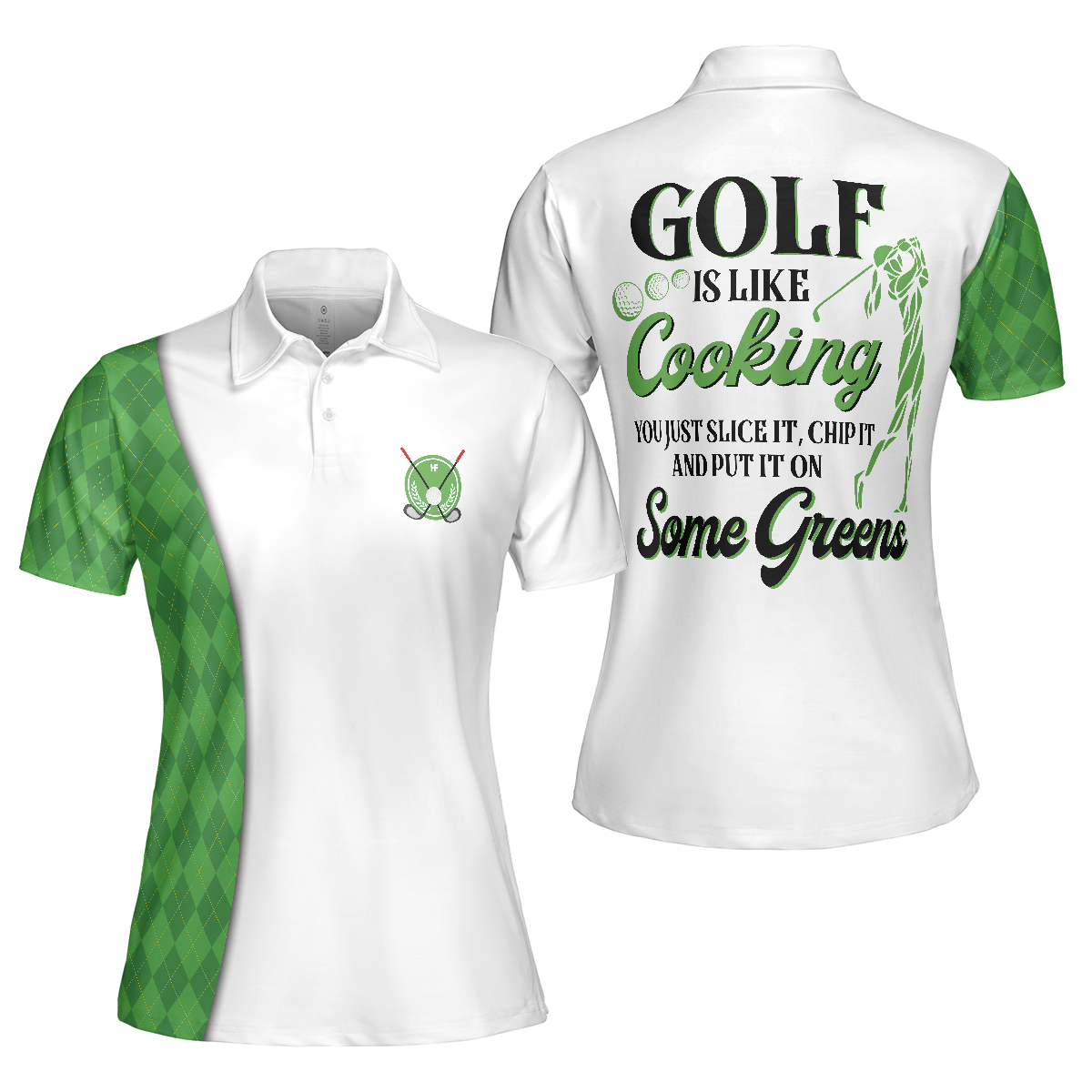 Golf Is Like Cooking You Just Slice It Chip It And Put It On Some Green Short Sleeve Women Polo Shirt - Hyperfavor