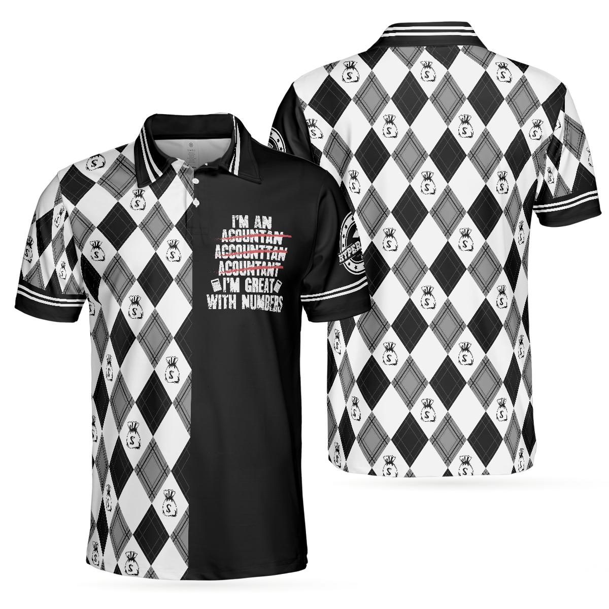 I'm An Accountant I'm Great With Numbers Polo Shirt, Argyle Pattern Accountant Shirt For Men - Hyperfavor
