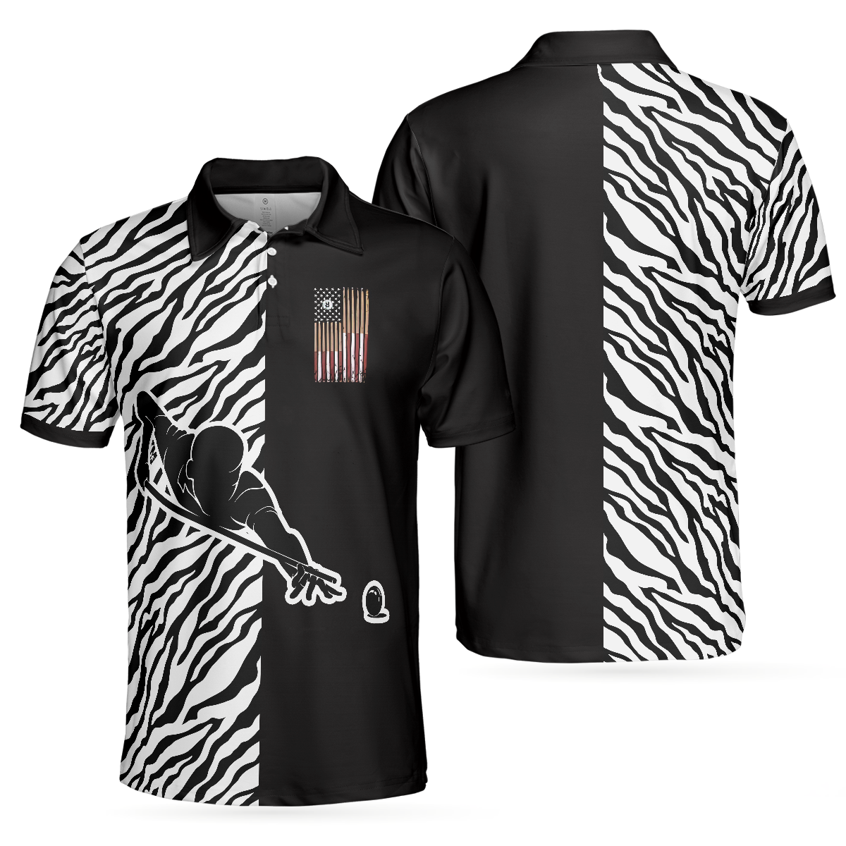 Billiards Zebra Polo Shirt, Cool Billiards Polo Shirt With Zebra Pattern, Best Pool Shirt For Pool Players - Hyperfavor