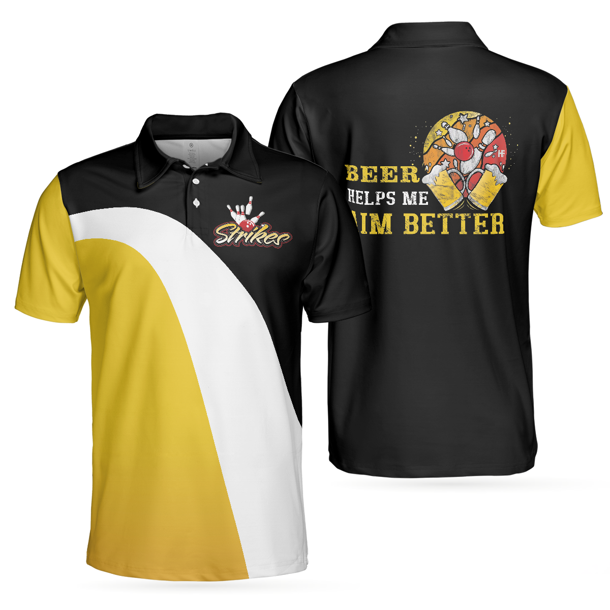 Beer Helps Me Aim Better Polo Shirt, Simple Drinking Golf Polo Shirt Design, Golf Gift Idea For Golfers - Hyperfavor