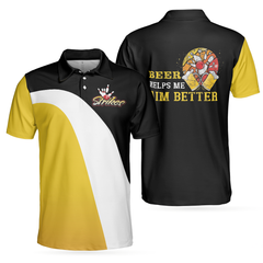 Beer Helps Me Aim Better Polo Shirt, Simple Drinking Golf Polo Shirt Design, Golf Gift Idea For Golfers - Hyperfavor