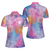 Pink Abstract Mandala Pattern Girl Golf Short Sleeve Women Polo Shirt, Colorful Golf Shirt For Ladies - Hyperfavor