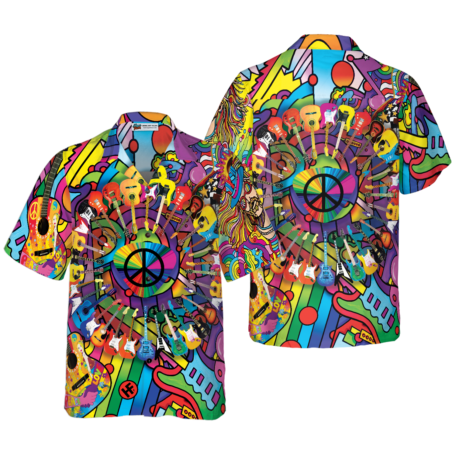 Hippie Guitars Hawaiian Shirt - Hyperfavor