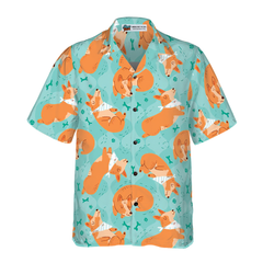 Sleeping Corgi Dreams About Bones Hawaiian Shirt - Hyperfavor