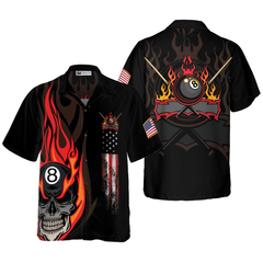 Flame Skull Billiard Pool Hawaiian Shirt - Hyperfavor