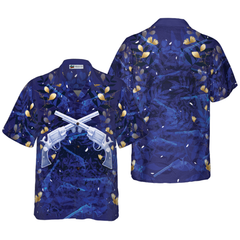 Vintage Gun Blue Hawaiian Shirt For Men - Hyperfavor