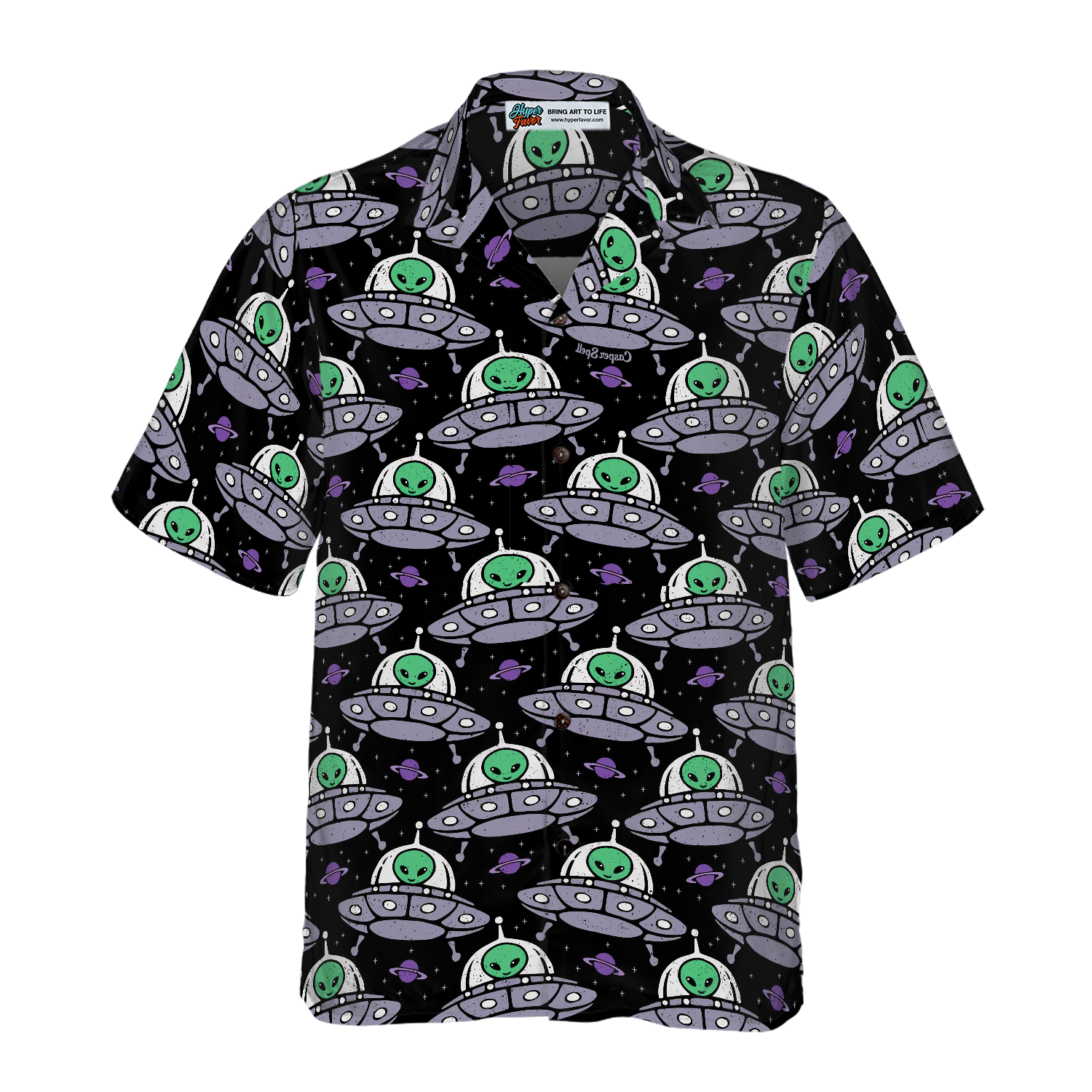 Retro Alien On Space Ship Hawaiian Shirt - Hyperfavor